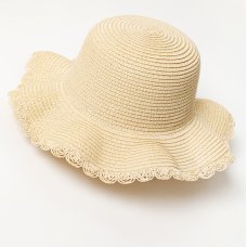 B04596: Girls Ruffle Seashell Playsuit & Straw Hat (2-7 Years)